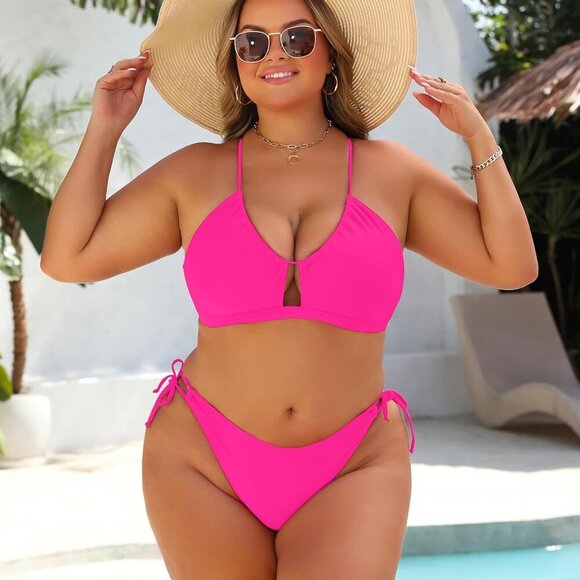 Womens Bikini Sets Two Piece Cheeky Swimsuits Hot Pink M - Picture 4 of 6